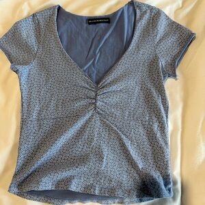 Brandy Melville Blue V-Neck Ruched Women's Crop Top